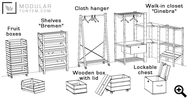 Modular furniture, shelves, by Muebles Tontem